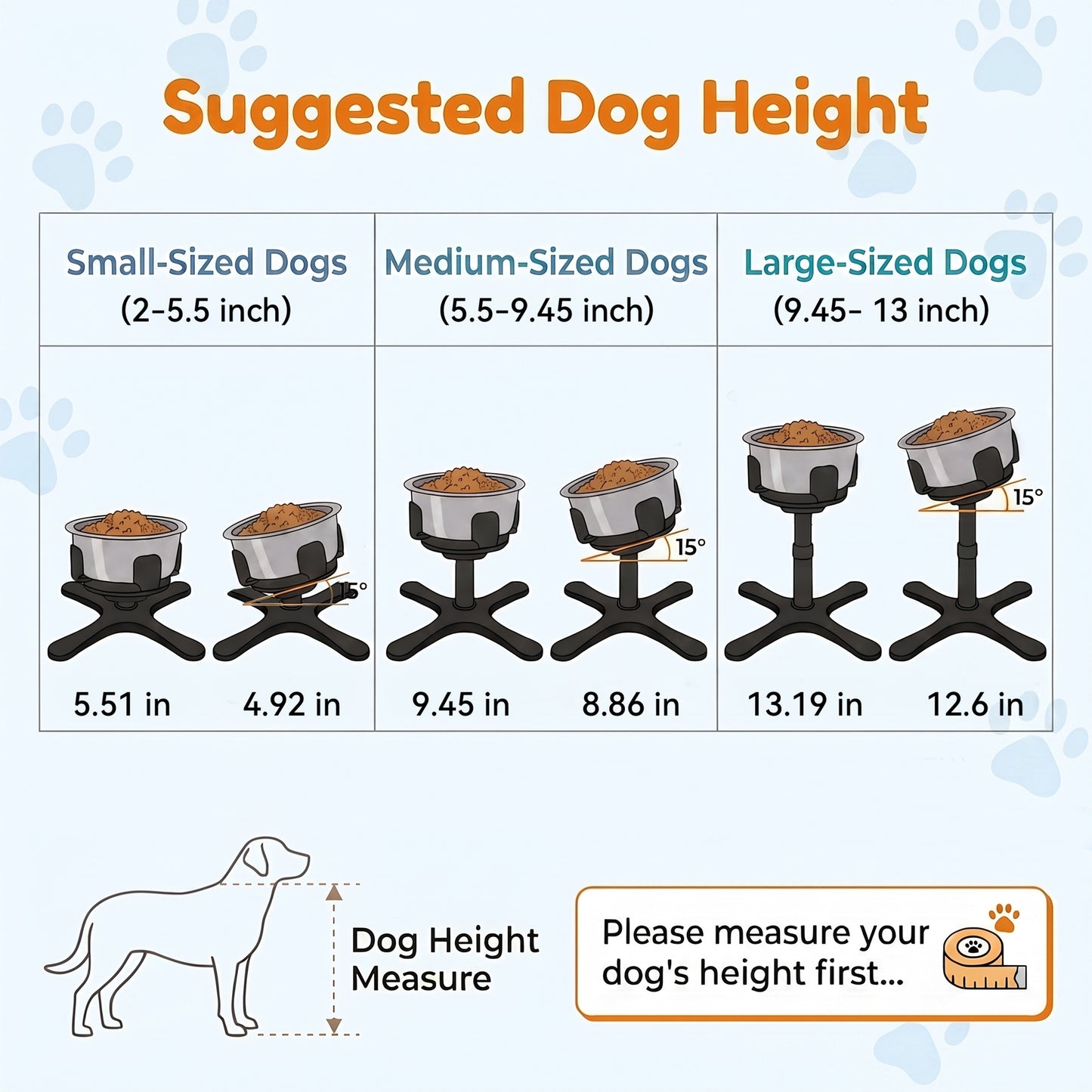 Tolobeve Adjustable Elevated Dog Bowl Stand with Tilted Design for Medium & Large Dogs,Black