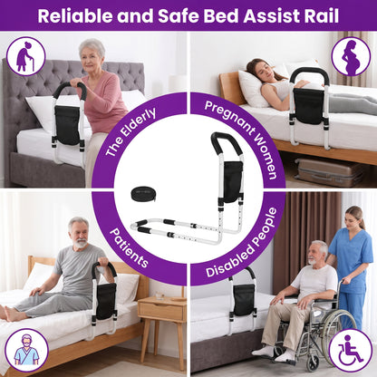 YCPINGC Bed Assist Rails for Seniors, 2026 Upgrade Adjustable Bed Rails for Elderly Adults with Safety Guard, Storage Bag and Fixing Strap