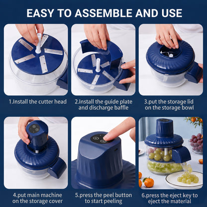 MUSPLUTO Automatic Grape Peeler Machine, USB Rechargeable Electric Fruit Peeler for Garlic, Cherry Tomato, Ginger and Small Potato, 9.45 x 7.48 x 7.48in, Blue