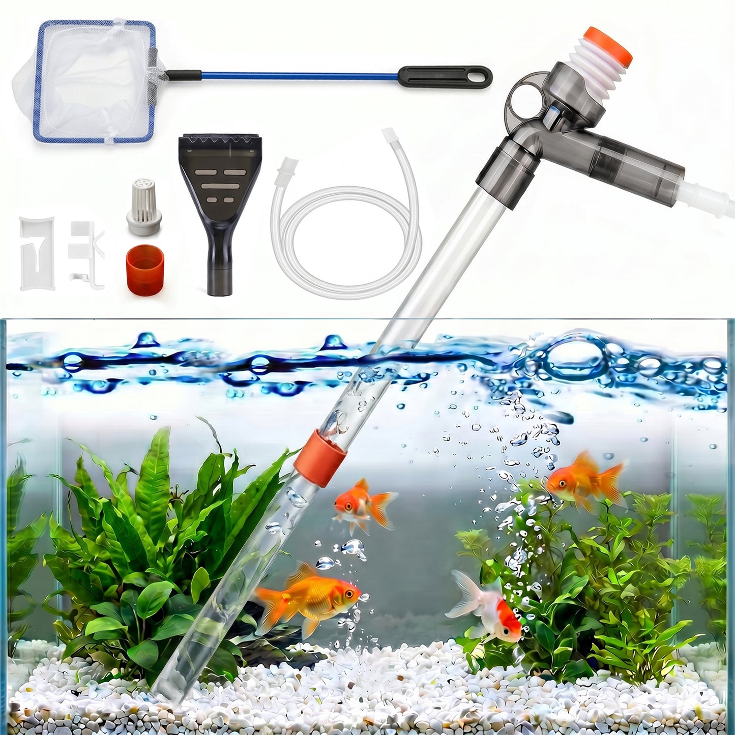 Alylo Aquarium Gravel Cleaner, 4-in-1 Fish Tank Cleaning Tool Kit for Water Changing