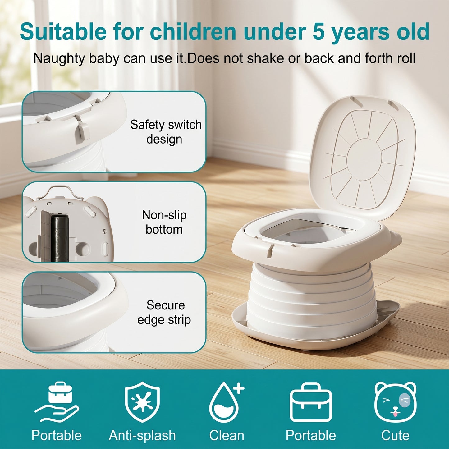 ZNQPLF Foldable Training Toilet, Portable Toilet for Kids, Travel Potty for Car Camping Outdoor Indoor.
