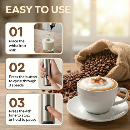 M Buder Milk Frother, Handheld Foam Maker and Electric Egg Whisk, 3 Speed Rechargeable Coffee Frother Wand with 2 Detachable Whisks, Silver