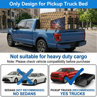 MORSUMA Cargo Net Heavy Duty for Pickup Truck Bed, 47.2 x 35.4 Inch with 12 Hooks, Black, 1 Pack
