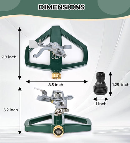OHHANI Patio Sprinkler, Heavy-Duty 360-Degree Rotating Pulse Lawn Sprinkler With Metal Base, Large Area 5800 Sq Inch, Suitable For Large Gardens And Patios