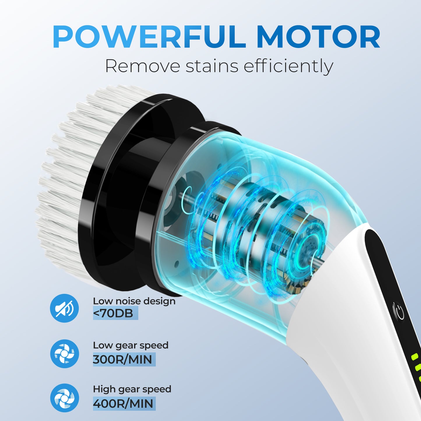 BIMZUC Electric Spin Scrubber, Cordless Cleaning Brush, 7 Replaceable Heads, Extendable Handle, White