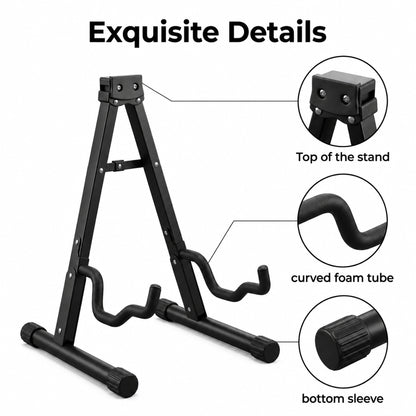 MORSUMA Foldable Guitar Stand, Thickened Metal A-Frame Bracket, Black, 1-Pack