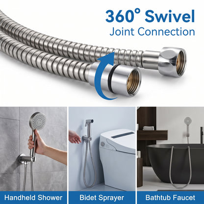 Lzsds 80-Inch 304 Stainless Steel Flexible Shower Hose with G1/2 Connection for Handheld Shower Heads, Chrome