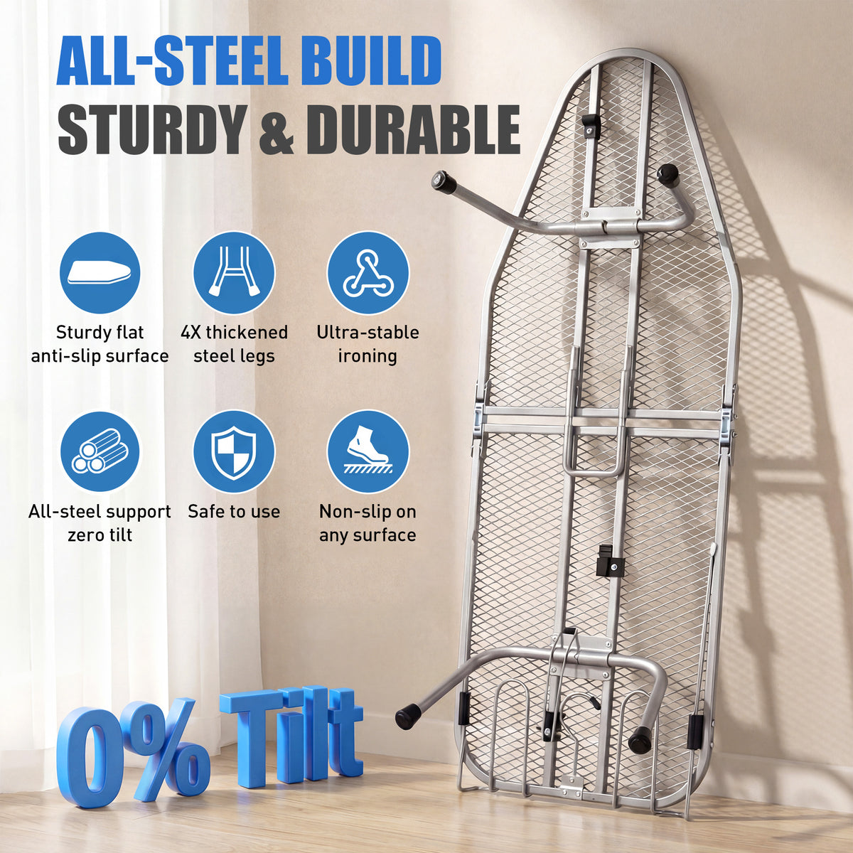 Riousery Tabletop Ironing Board, Steel Frame, Foldable Design with Iron Rest and Hanging Storage, Compact for Dorms & Apartments, 30"x12"x7"