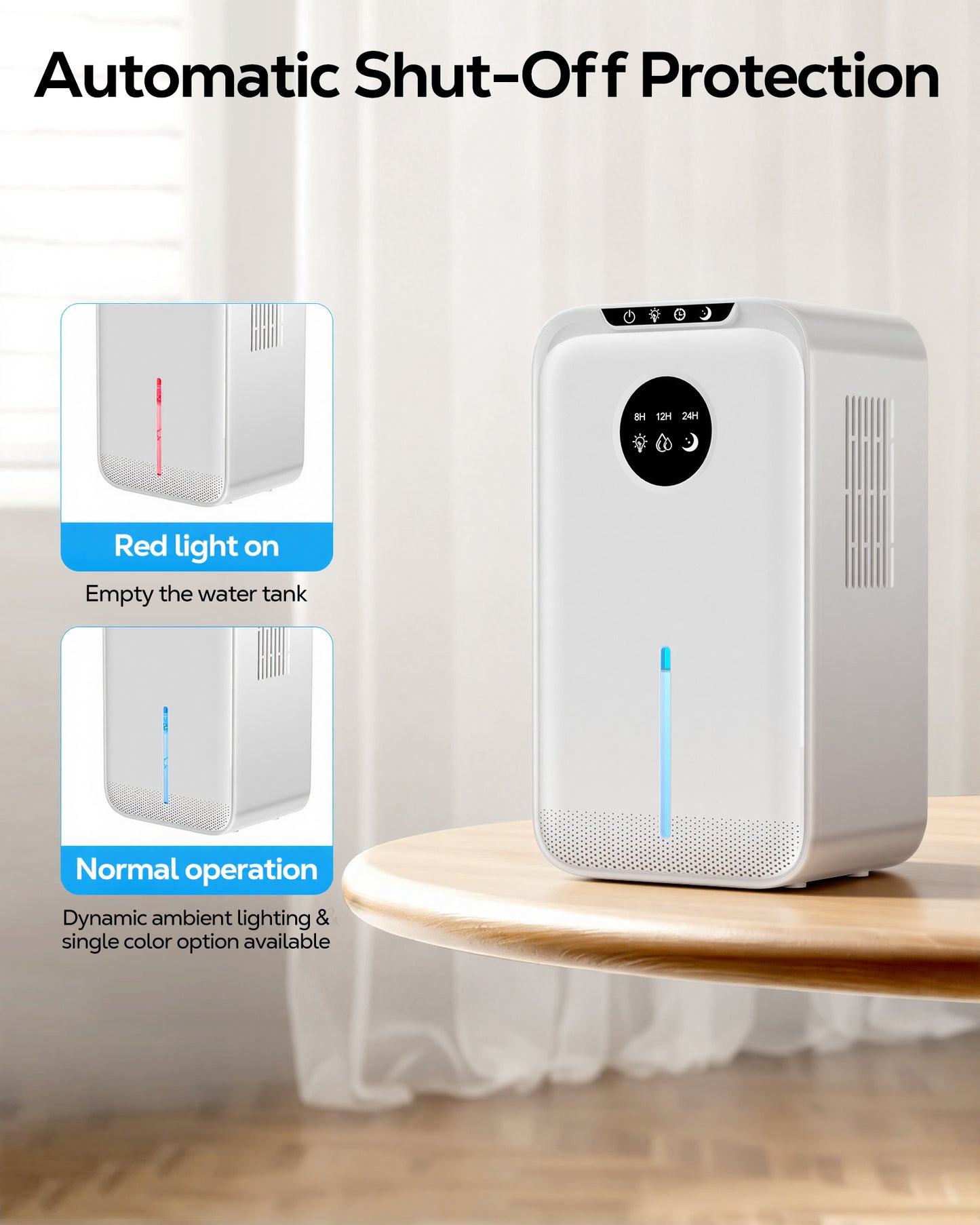 OHHANI Dehumidifier with 85 OZ Large Capacity, Designed for 270 Sq.Ft, Touch Control, Timer and Auto Shut-Off, 90°F & 80%RH, Suitable for Bedrooms Basements and Garages