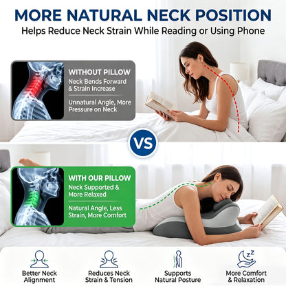 Alylo Ergonomic Prone Sleeping Wedge Pillow with Adjustable Head Rest, Foam Bed Cushion, Gray