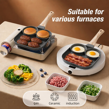 M Buder Egg Frying Pan, 3-Cup Nonstick Egg Pan , Aluminum Breakfast Skillet for Breakfast, Pancake, Hamburger, Sandwiches, Suitable for Gas Stove & Induction Cookware