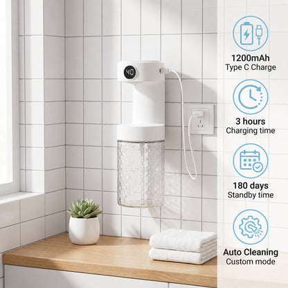 XSAPT 20.3 Oz Automatic Mouthwash Dispenser, 4-Level Adjustable, with 2 Magnetic Cups, 1-Pack