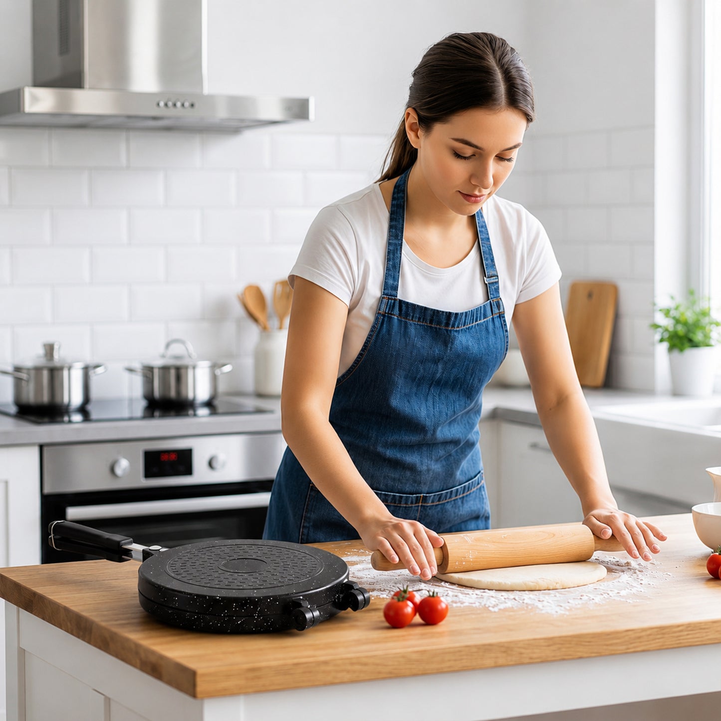 LZSDS Double Sided Frying Pan Nonstick, 2-in-1 Pancake Pan and Sandwich Maker with Locking Handle for Stovetop