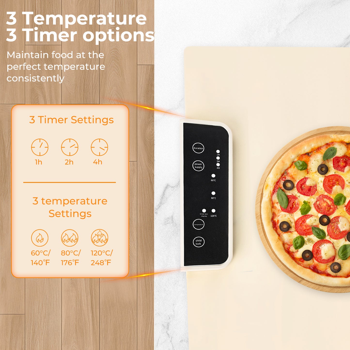 M Buder Food Warming Tray, Electric Warmer Mat, Adjustable Temperature and Timer, Portable Warmer for Party, Family Dinner, Residential