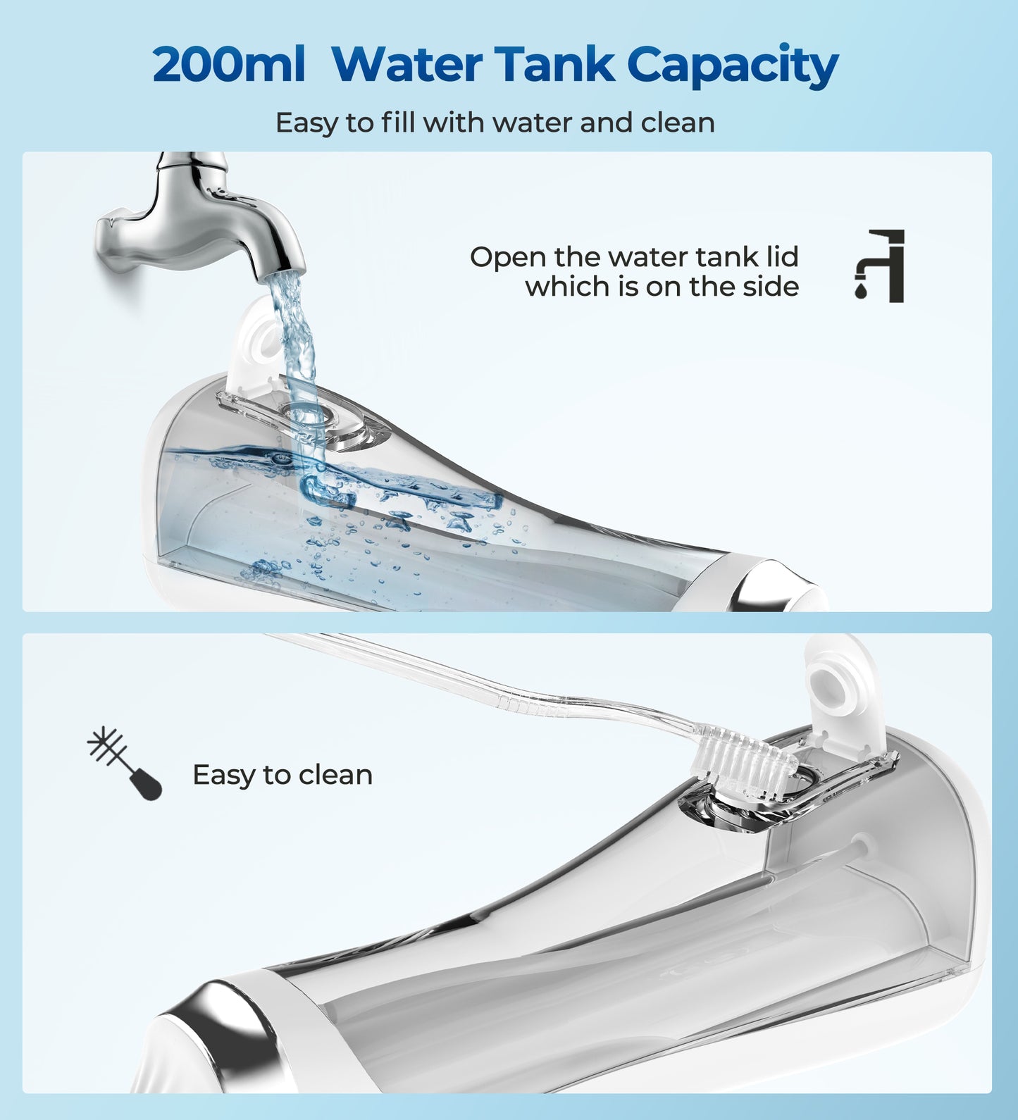 Bokyan Water Flosser for Teeth, cordless 200 ML Portable Electric Flossing Cleaner Rechargeable , Water Picks for Dental Hygiene