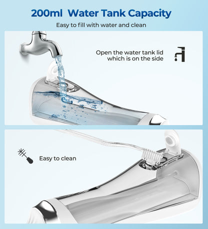 Bokyan Water Flosser for Teeth, cordless 200 ML Portable Electric Flossing Cleaner Rechargeable , Water Picks for Dental Hygiene