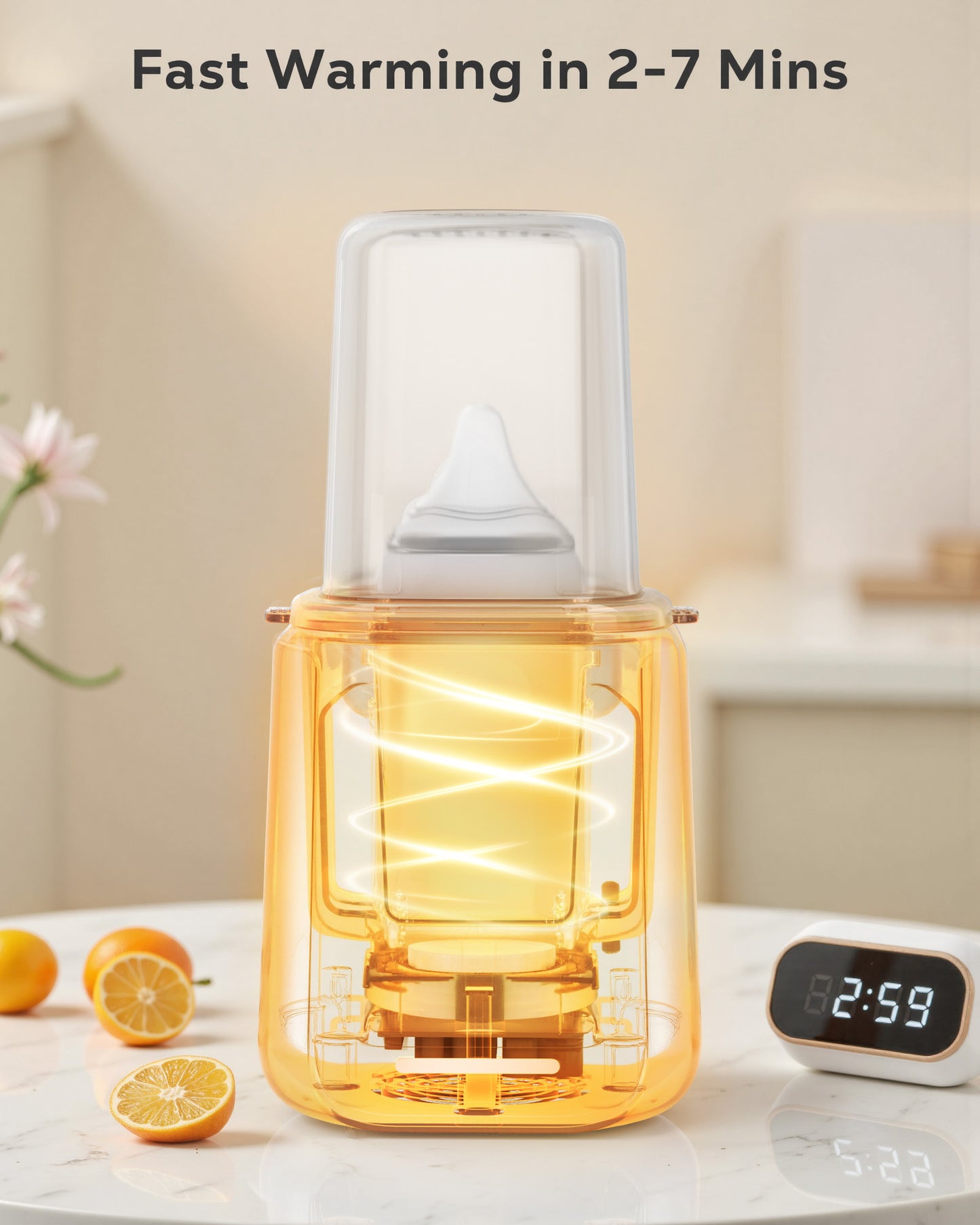 RUPOUN Bottle Warmer, 8 in 1 Fast Baby Milk Portable Warmer with Timer and Temperature Control for Breastmilk or Formula, with Defrost, Sterilizer, Keep, Heat Food, White