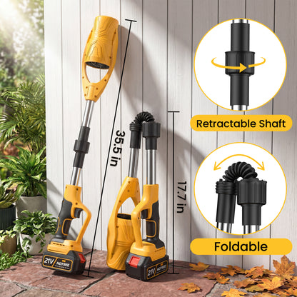 HOTREE Cordless Leaf Blower, 600CFM 150MPH with 2×21V Batteries Foldable Leaf Blower for Blowing Leaves, Patio Cleaning, Lawn Care and Dus