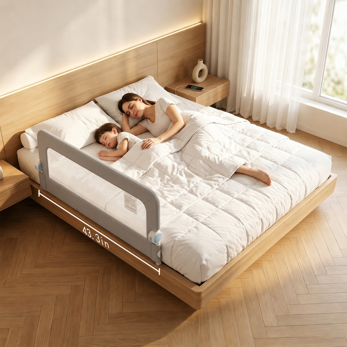 Haelhorneger Bed Rails for Toddlers, Baby Bed Rail Guard Foldable Toddler Bed Rail (Gray, 1.1m Sizes)