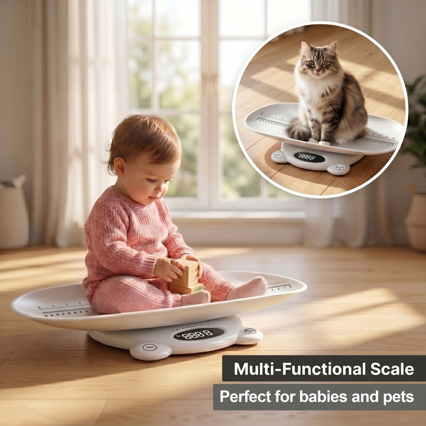 ZNQPLF Baby Scale, Infant Scale for Baby Adult and Pet, Baby Scales for Weighing Newborns, White, 265lb Max Capacity.