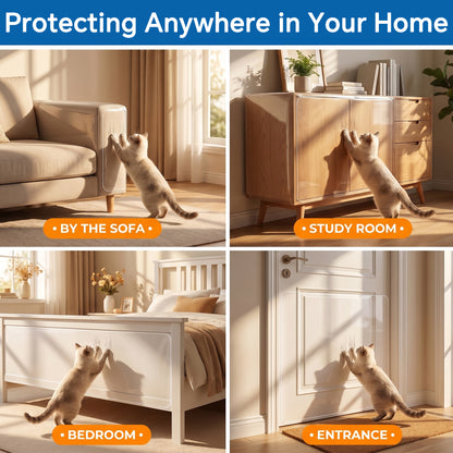 Tolobeve Clear Cat Scratch Furniture Protector Tape, Anti-Scratch Couch Deterrent with 30 Pins