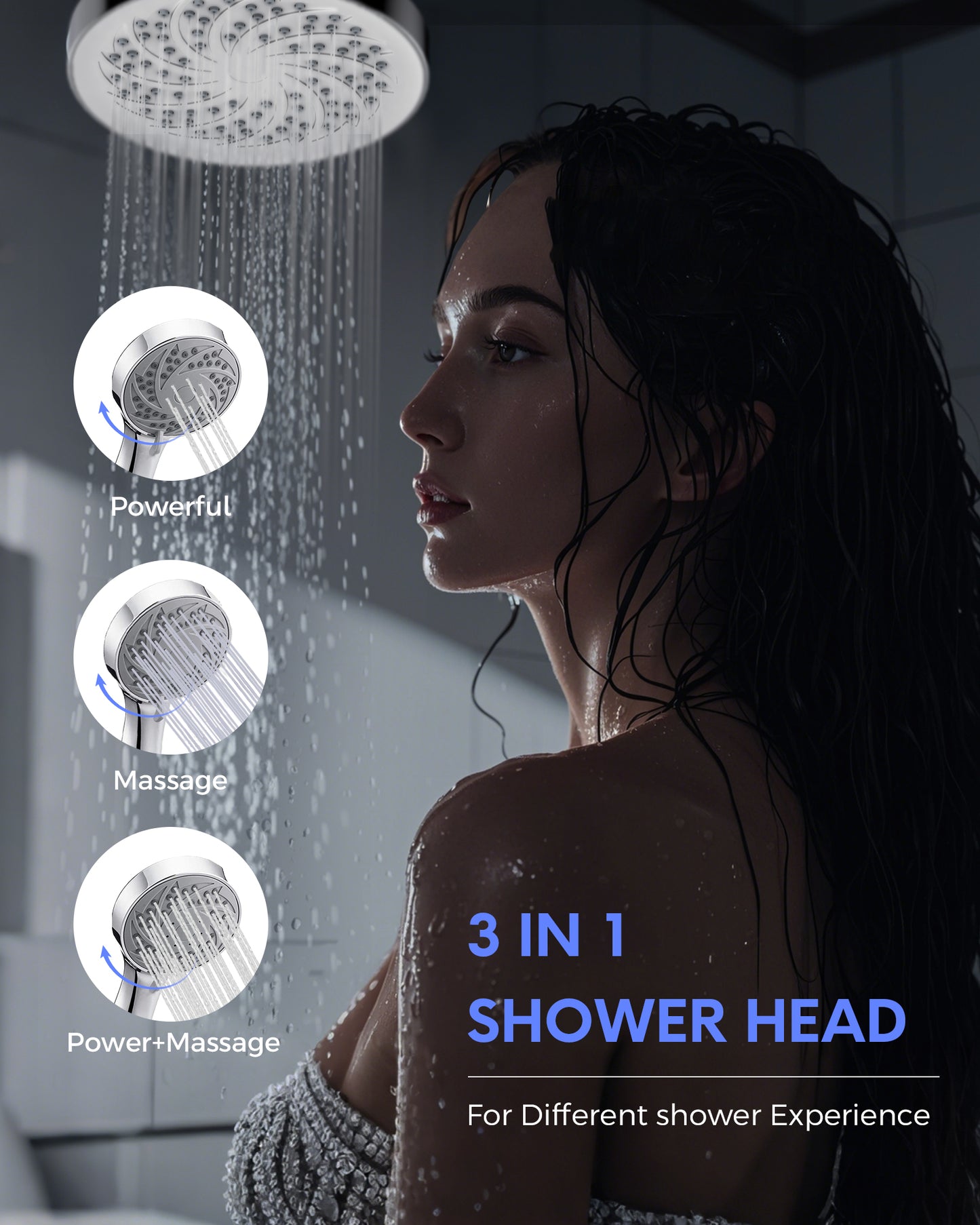 Hodvit 6" High Pressure Rainfall Shower Head and Handheld Combo, Plated with 60" Hose Anti-leak with Holder, Chrome