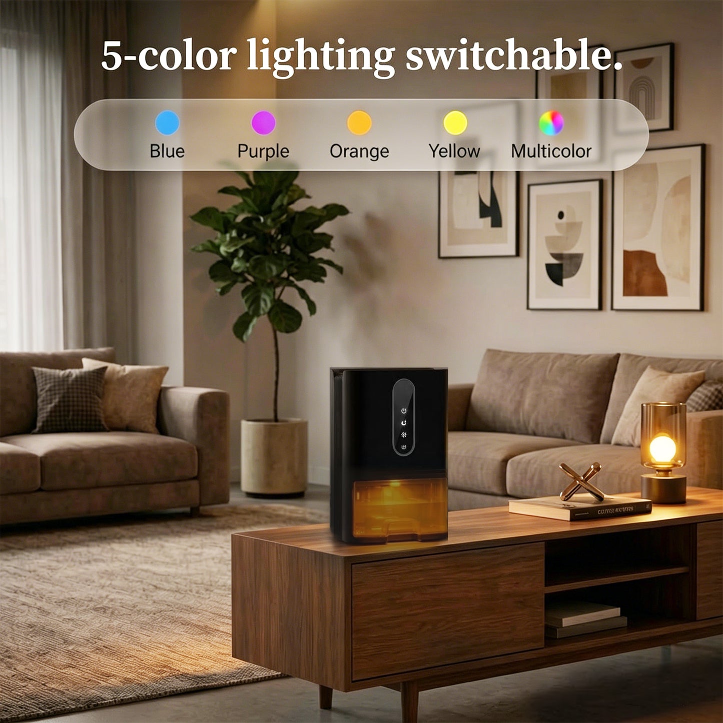 Dehumidifier for Home, 67oz Water Tank, (1000 sq.ft) Quiet Portable Dehumidifiers for Bathroom, Auto Shut Off, Sleep Mode, 5 Color Light