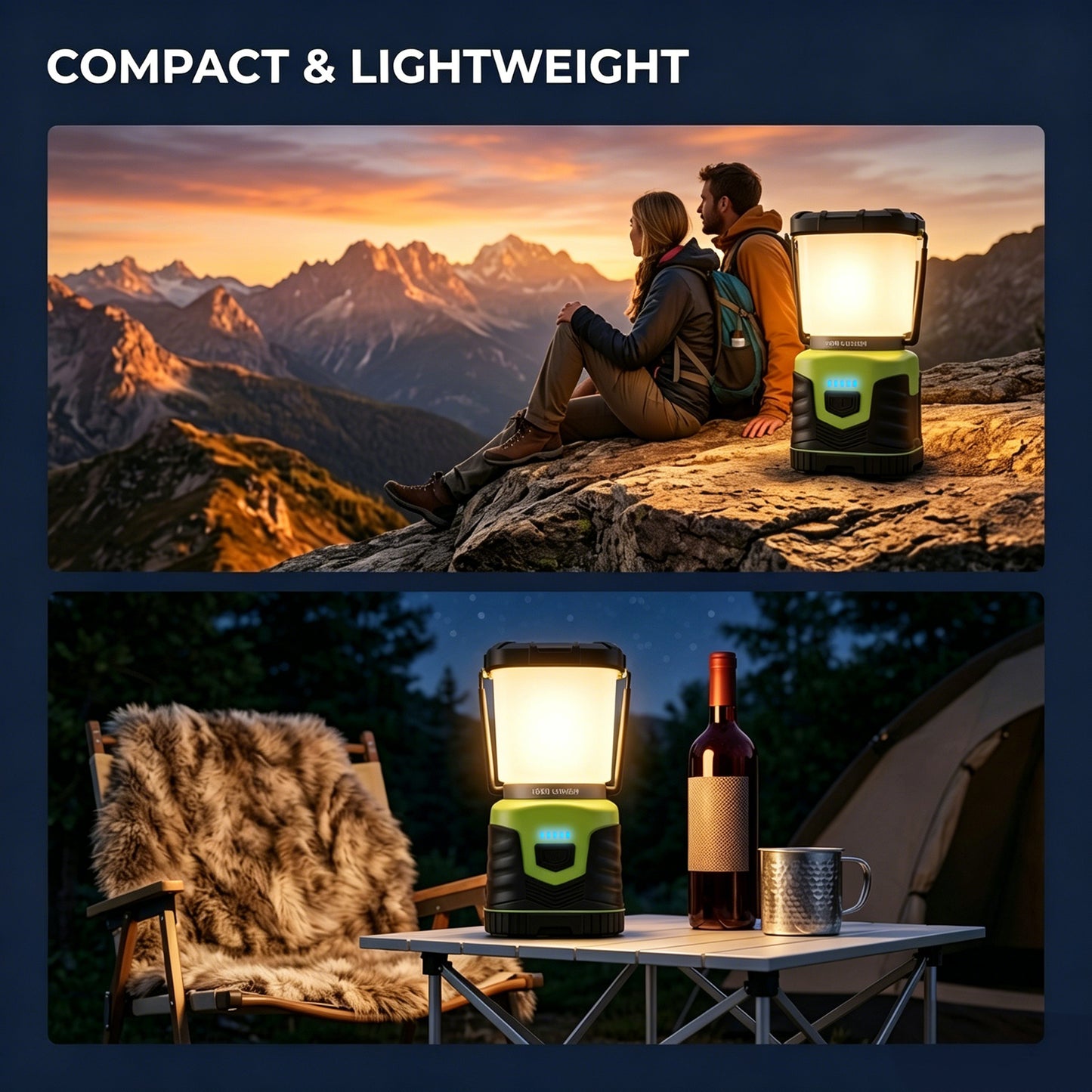OHHANI Camping Lantern 1000LM with 5 Modes Camping Light Rechargeable for Power Cuts, Emergency Lighting, Hiking, Camping