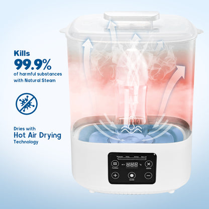 RUPOUN Baby Bottle Sterilizer and Dryer, Electric Steam Sterilizer with Bottle Warmer and Dryer Function, White