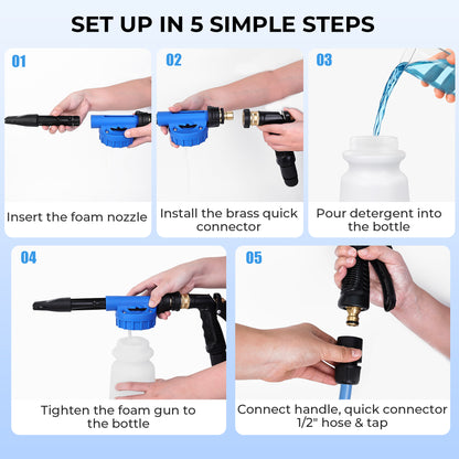 OHHANI Foam Cannon Adjustable Pressure Washer Foam Cannon, Professional Car Wash Gun, Nozzle Accessories, High-Density Cleaning Mitt for Car Washing and House Cleaning, Blue