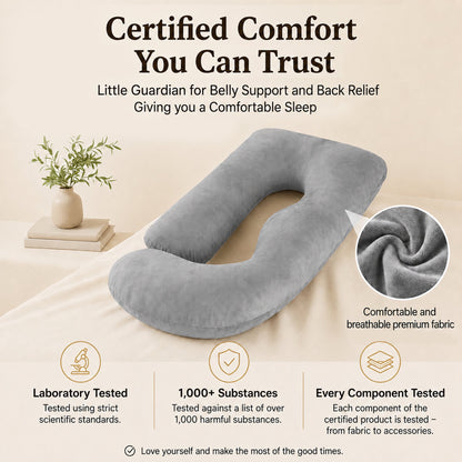 Pregnancy Pillow U Shaped Full Body Soft Maternity Pillow with Removable Velvet Cover, 70 Inch, Gray