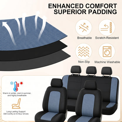 FLORAY Universal Car Seat Covers Full Set, 3D Breathable Mesh Auto Seat Protectors for Sedans & Compact SUVs, Airbag Compatible, Black & Gray