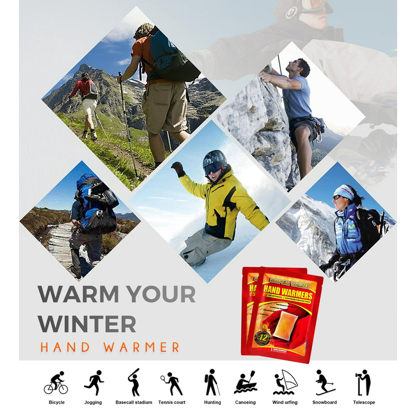 NFTIGB Hand Warmers Disposable 125 Pack, Long Lasting Safe Air Activated, up to 12 Hours of Heating