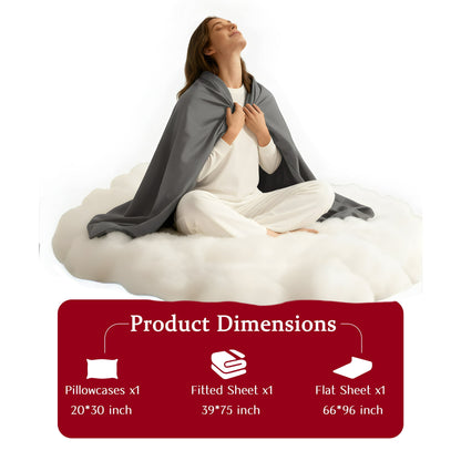 YGXNEWER 3 Pcs Twin Bed Sheet Comfort Set, Soft Breathable Microfiber Sheets, for 14" Deep Mattresses, Pillowcases, Flat Sheet, Fitted Sheet, Gray