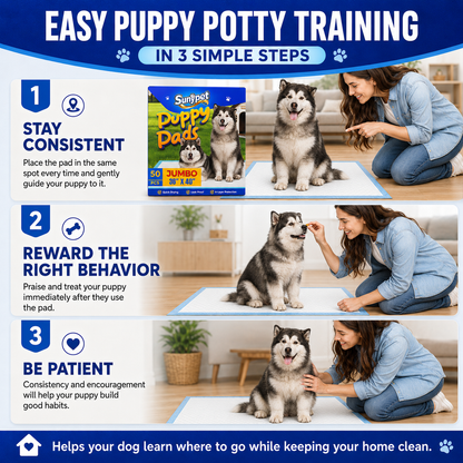 Sunypet Puppy Pads Disposable Dog Potty Training Pads, Quick Dry, Ultra Absorbent,Jumbo 36"x40", 50ct