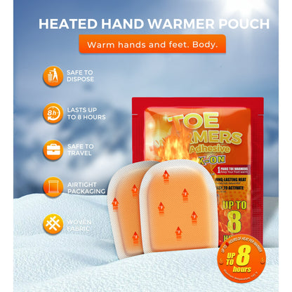 NFTIGB 100 Pack Foot Toe Warmers with Adhesive Backing, Air Activated Disposable Hand Warmer 8H Heat