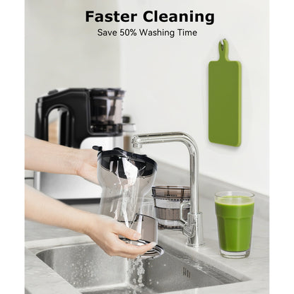 Casualife Cold Press Juicer, 800W Masticating Juicer with 5.4" Wide Feed Chute, High Juice Yield, Easy to Clean, Black