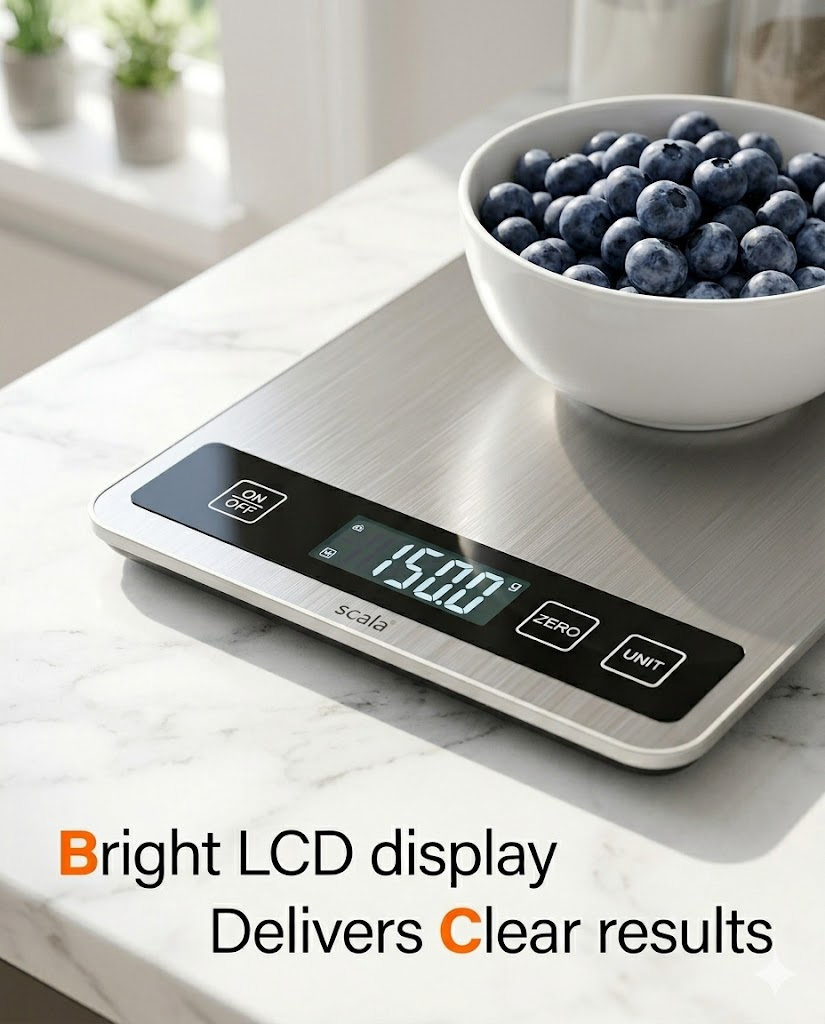 M Buder 33lb Digital Kitchen Scale, 6 Units High Precision Food Scale with LCD Display for Meal Prep, Baking, Cooking