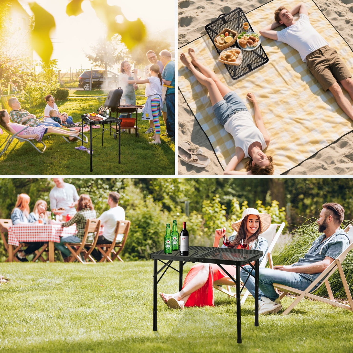 OHHANI Small Folding Grill Table, 2Ft Portable BBQ Table for Camping, Patio, Outdoor Dining & Picnic, Compact & Easy Storage, Black