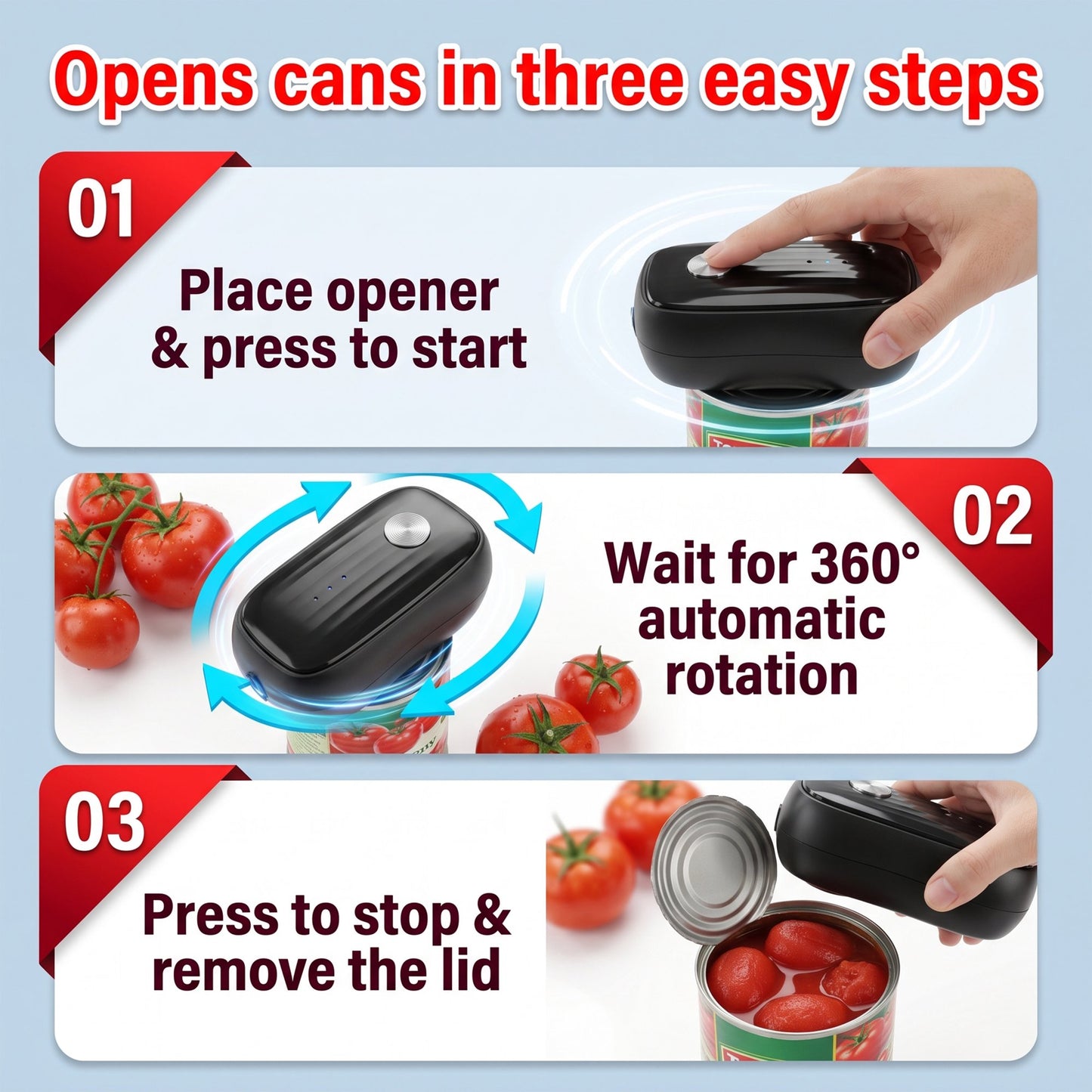 Suodoka Electric Can Opener, USB Rechargeable Automatic Can Opener with Smooth Edge, Hands-Free Magnetic Lid Opener for Seniors with Arthritis