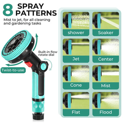 OHHANI Garden Hose Nozzle Multiple modes Dual Nozzle System Thumb Control for Watering Garden, Cleaning, Washing Car, Showering Pets
