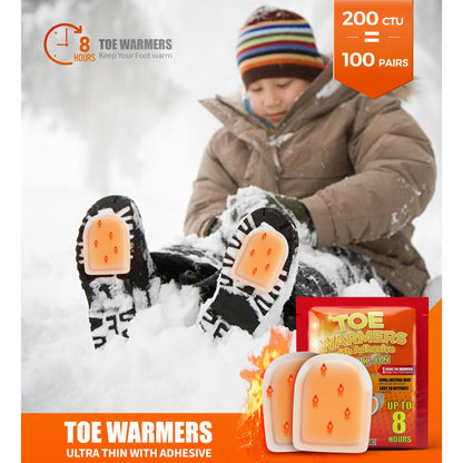 NFTIGB 100 Pack Foot Toe Warmers with Adhesive Backing, Air Activated Disposable Hand Warmer 8H Heat