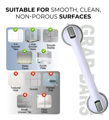 Hodvit 2 Pack Shower Grab Bars, Bathroom Shower Handles with Strong Suction Cup Grip for Seniors,Handle Carries 200lbs (16 inch)