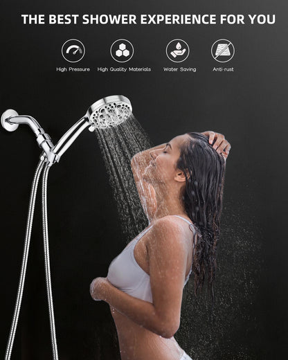 Hodvit Handheld Showerhead with Hose, 10 Spray Modes Stainless Steel High Pressure Shower Head,New