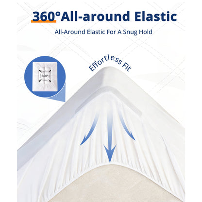 YGXNEWER Queen Waterproof Mattress Protector, 3-Layer Brushed Fabric & Cotton & Fill TPU Membrane, Soft Noiseless Breathable Deep Pocket 8"-21", Dustproof Cover Pad