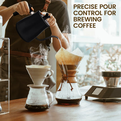 Casualife Gooseneck Electric Kettle, 28Oz Pour Over with Temp Control, 1200W Fast Boil, 36-Hour Timer, Stopwatch, Matte Black