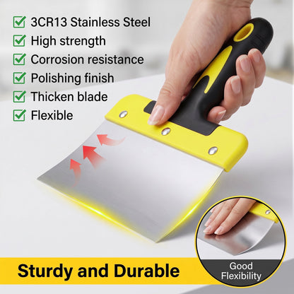 OHHANI 4-Piece Stainless Steel Putty Knife Set, 2 4 6 8 Inch Paint Scraper and Spackle Tool for Drywall Patching