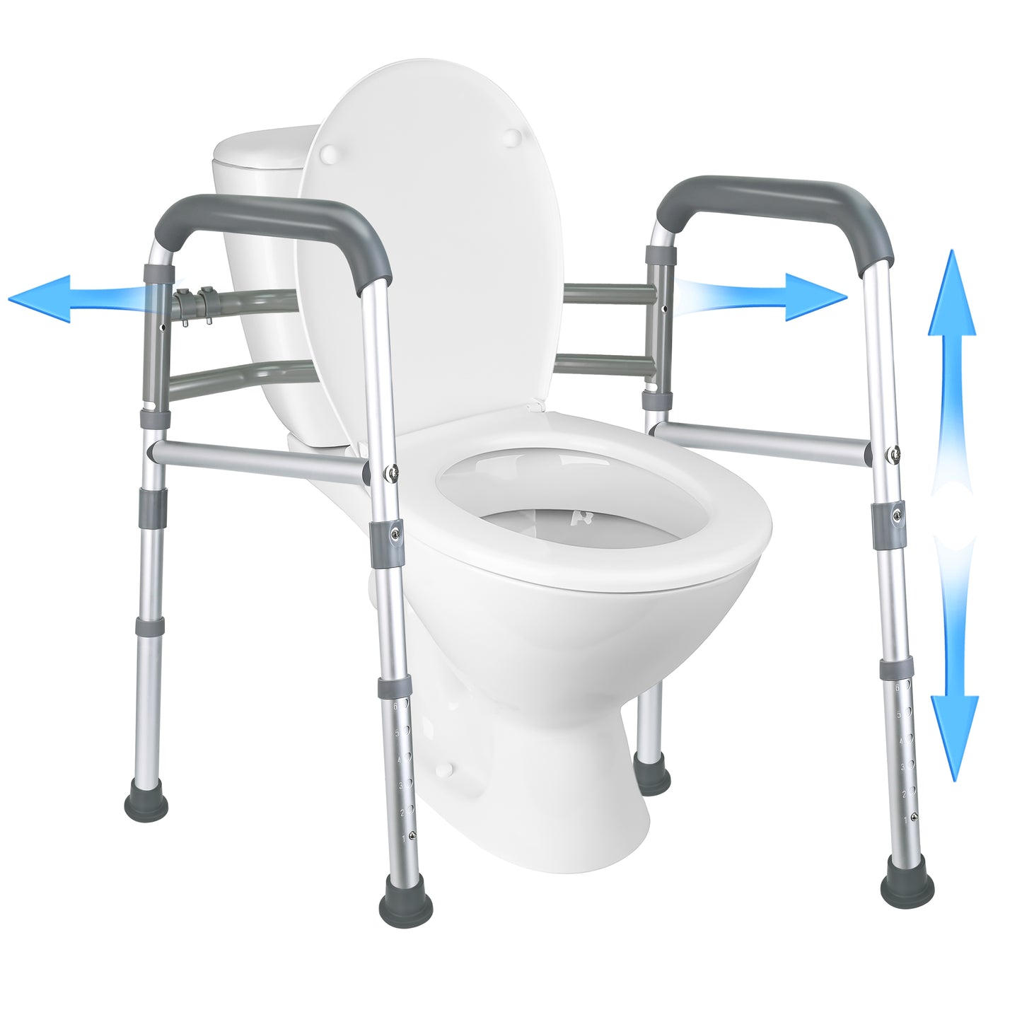 Hodvit Toilet Safety Rails - Adjustable and Removable Folding Toilet Safety Frame, Toilet Handles for The Elderly and The Disabled