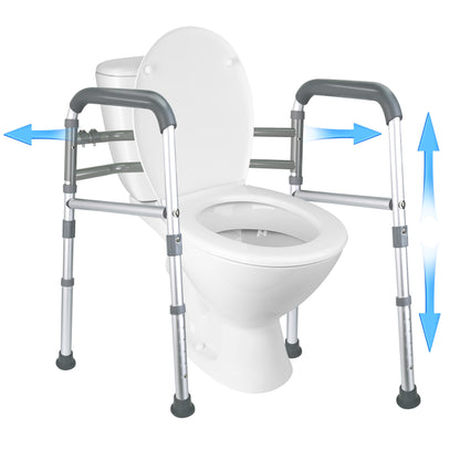 Hodvit Toilet Safety Rails - Adjustable and Removable Folding Toilet Safety Frame, Toilet Handles for The Elderly and The Disabled