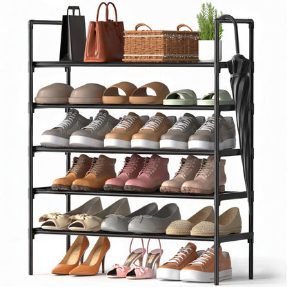 WEENEED 5-Tier Shoe Rack, Closet Organizer, Bedroom Shoe Storage, Easy Assembly, Metal Rods, Holds up to 18 Pairs